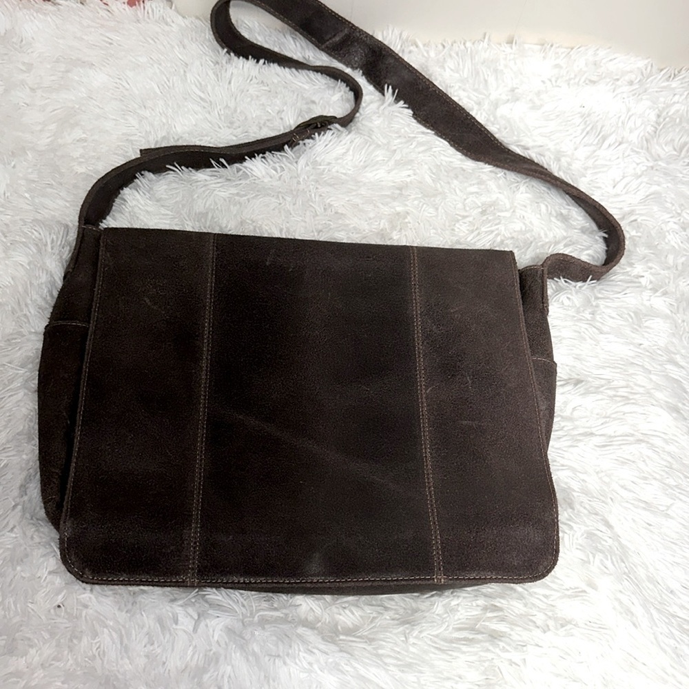 Classic Suede Messenger Bag - Brown